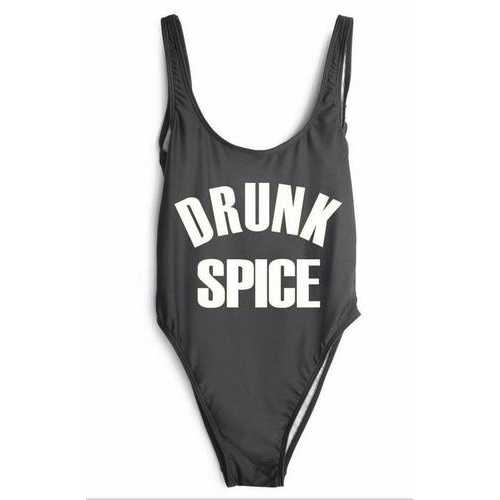 Fashion One Piece Letter Printed Bikini DRUNK SPICE