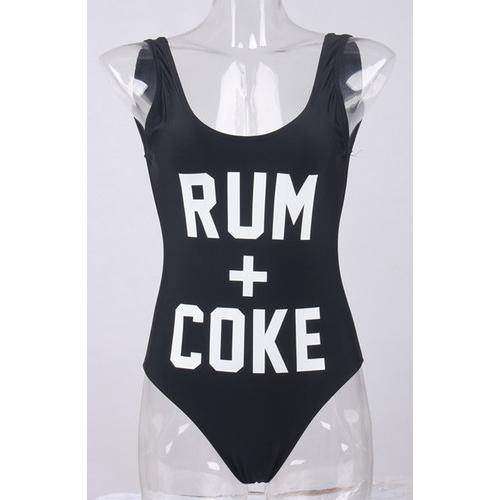 Fashion One Piece Letter Printed Bikini RUM+COKE