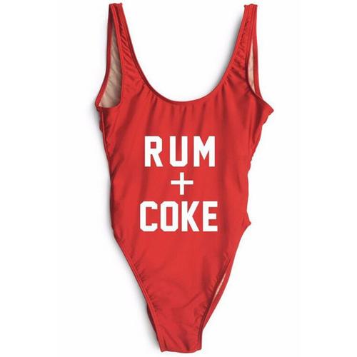 Fashion One Piece Letter Printed Bikini RUM+COKE