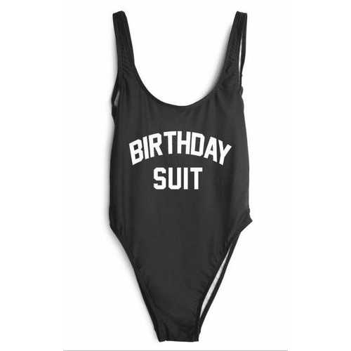 Fashion One Piece Letter Printed Bikini BIRTHDAY SUIT