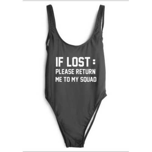 Fashion One Piece Letter Printed Bikini IF LOST