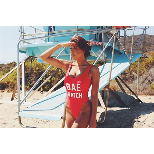 Fashion One Piece Letter Printed Swimsuit BAE WATCH