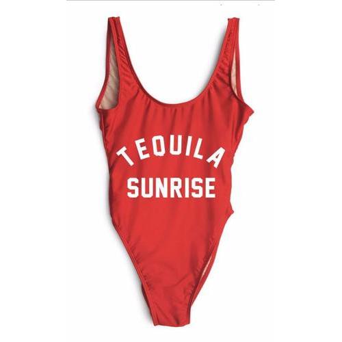 Fashion One Piece Letter Printed Bikini TEOUILA SUNRISE