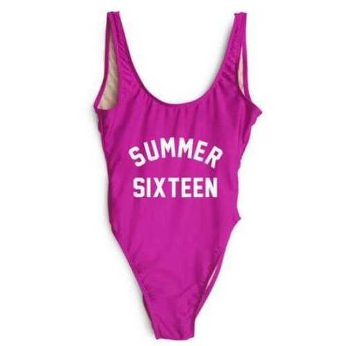 Fashion One Piece Letter Printed Bikini Summer Sixteen