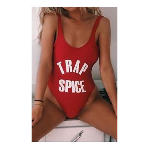 Fashion One Piece Letter Printed Bikini TRAP SPICE