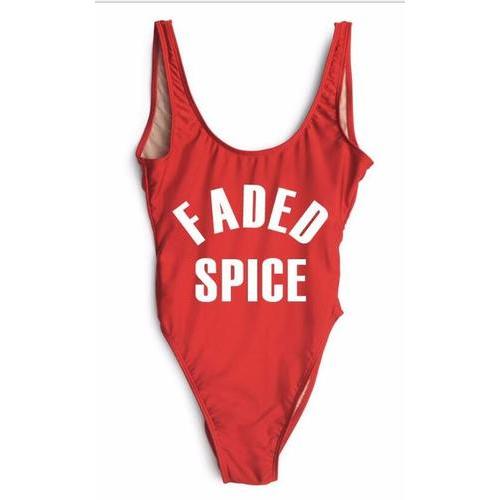 Fashion One Piece Letter Printed Bikini FADED SPICE