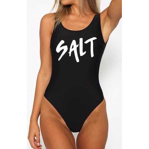 Fashion One Piece Letter Printed Bikini SALT