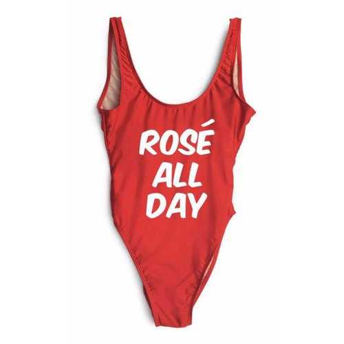 Fashion One Piece Letter Printed Bikini ROSE ALL DAY