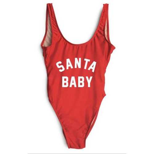 Fashion One Piece Letter Printed Bikini SANTA BABY