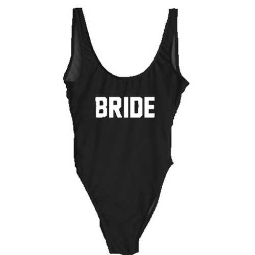 Fashion One Piece Letter Printed Bikini BRIDE