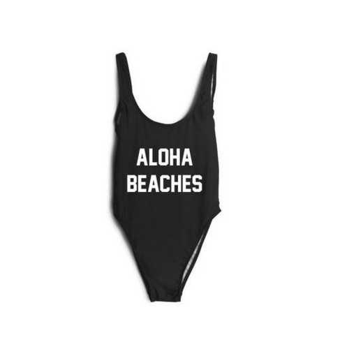 Uhnice Women Atheletic One Piece Racing Training Sports Swimsuit  printed ALOHA BEACHES