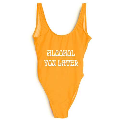 Hot items  Letter print Swimsuit   ALCOHOL YOU LATER