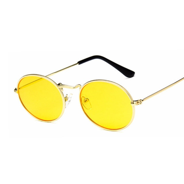 2019 Retro Round Yellow Sunglasses Women Brand Designer Sun Glasses For Women Alloy Mirror Sunglasses Female Oculos De Sol