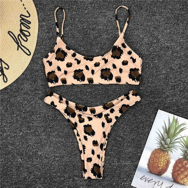 Snaked Bikini Women Swimsuit 2019 Leopard High Waist Swimwear Split Female Push Up Backless Biquini Sexy Bathing Suit Beach Wear