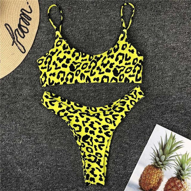 Snaked Bikini Women Swimsuit 2019 Leopard High Waist Swimwear Split Female Push Up Backless Biquini Sexy Bathing Suit Beach Wear