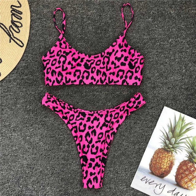 Snaked Bikini Women Swimsuit 2019 Leopard High Waist Swimwear Split Female Push Up Backless Biquini Sexy Bathing Suit Beach Wear