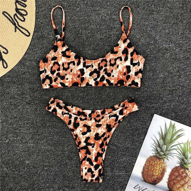 Snaked Bikini Women Swimsuit 2019 Leopard High Waist Swimwear Split Female Push Up Backless Biquini Sexy Bathing Suit Beach Wear