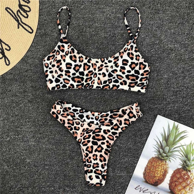 Snaked Bikini Women Swimsuit 2019 Leopard High Waist Swimwear Split Female Push Up Backless Biquini Sexy Bathing Suit Beach Wear