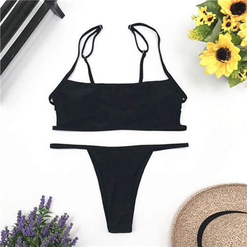 2020 Women Bikini Sexy Set Push-up Swimwear Brazilian Swimsuit Bandage Swimwear Ladies Bathing Suit Triangle Beachwear Biquini