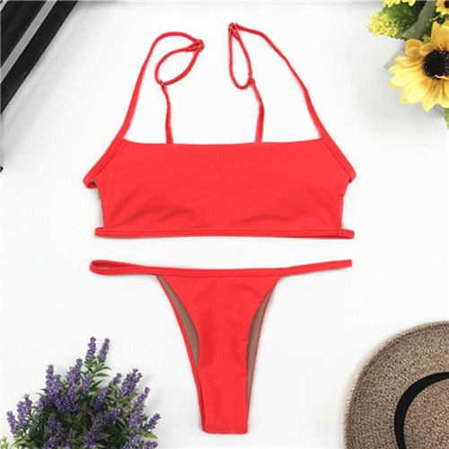 2020 Women Bikini Sexy Set Push-up Swimwear Brazilian Swimsuit Bandage Swimwear Ladies Bathing Suit Triangle Beachwear Biquini