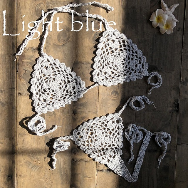 2019 New Handmade Crochet Micro Bikini G Thong String Beach Micro Swimwear Sexy Lingerie Sets