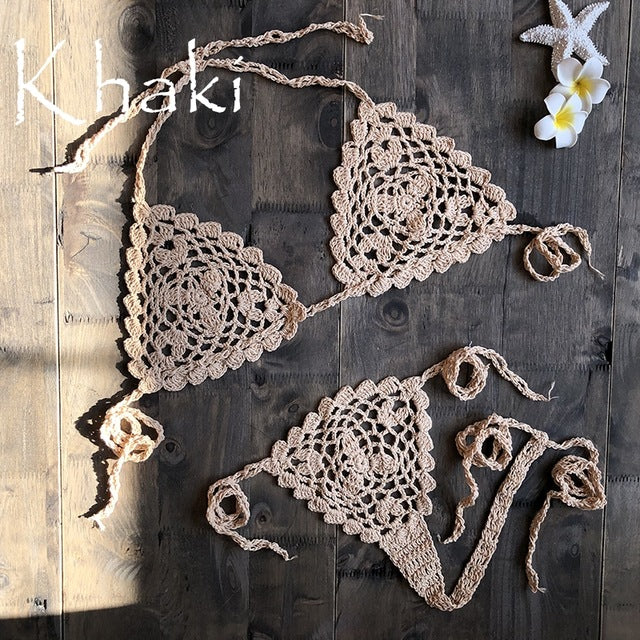 2019 New Handmade Crochet Micro Bikini G Thong String Beach Micro Swimwear Sexy Lingerie Sets