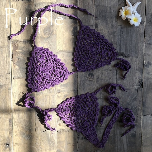 2019 New Handmade Crochet Micro Bikini G Thong String Beach Micro Swimwear Sexy Lingerie Sets