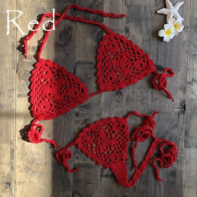 2019 New Handmade Crochet Micro Bikini G Thong String Beach Micro Swimwear Sexy Lingerie Sets