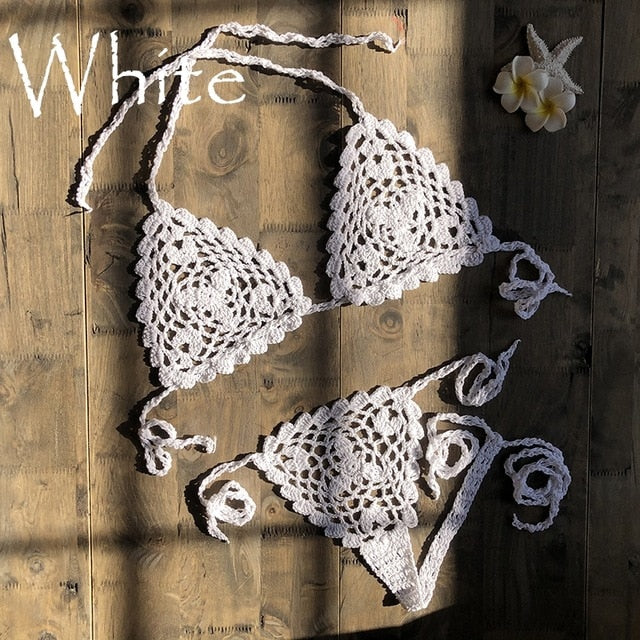 2019 New Handmade Crochet Micro Bikini G Thong String Beach Micro Swimwear Sexy Lingerie Sets