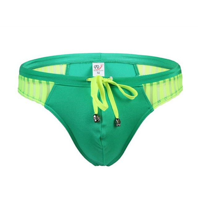 Swimwear Men Thongs Beach Shorts Sexy Mesh G String Low Waist Bikini Underwear Tanga hombre Male G-String cuecas Striped