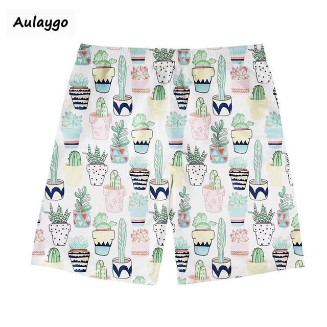 Men Cactus Printed Beach Shorts Quick Dry Running Shorts Swimwear Swimsuit Swim Trunks Beachwear Sports Shorts Board Shorts