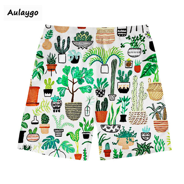 Men Cactus Printed Beach Shorts Quick Dry Running Shorts Swimwear Swimsuit Swim Trunks Beachwear Sports Shorts Board Shorts