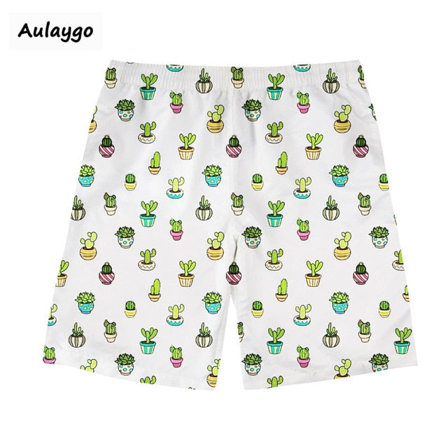 Men Cactus Printed Beach Shorts Quick Dry Running Shorts Swimwear Swimsuit Swim Trunks Beachwear Sports Shorts Board Shorts