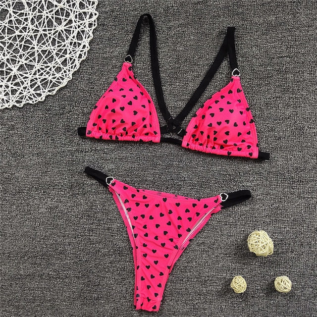 Sexy Women Bandage Push-up Padded Bikini Set 2020 New Dot Print Push Up Back Criss-cross Ladies Swimwear Swimsuit Bathing Suit