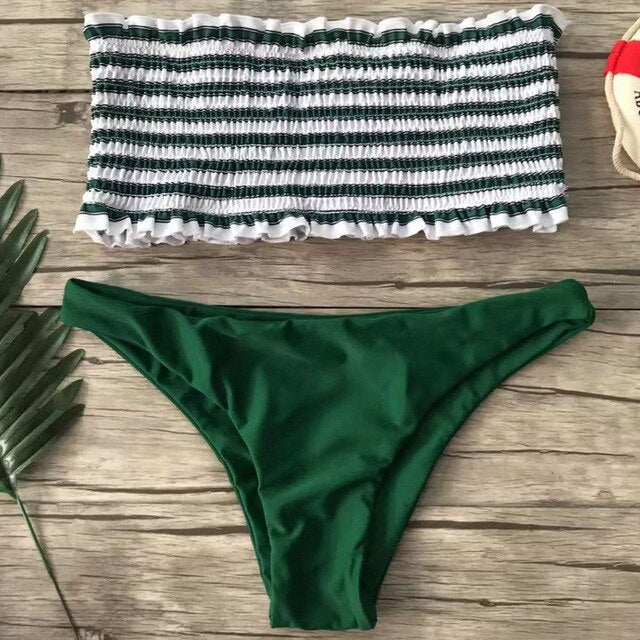 2019 traje de baño con volantes, Bikini de lunares, conjunto de Bikini brasileño Sexy, Bandeau, lazo, lindo Halter, Push Up, traje de baño, ropa de playa de verano