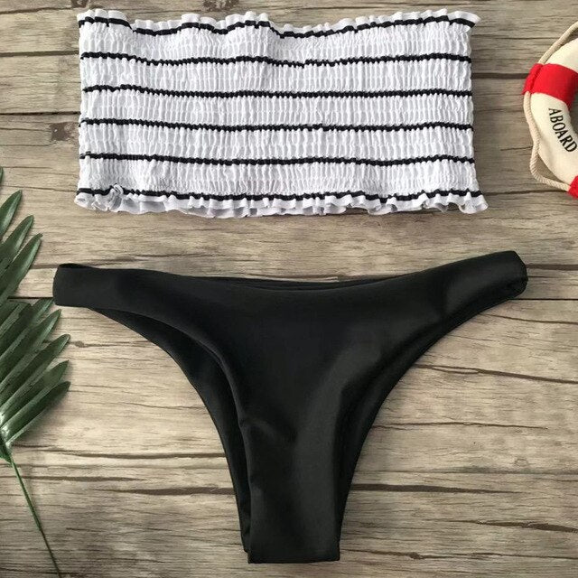 2019 traje de baño con volantes, Bikini de lunares, conjunto de Bikini brasileño Sexy, Bandeau, lazo, lindo Halter, Push Up, traje de baño, ropa de playa de verano