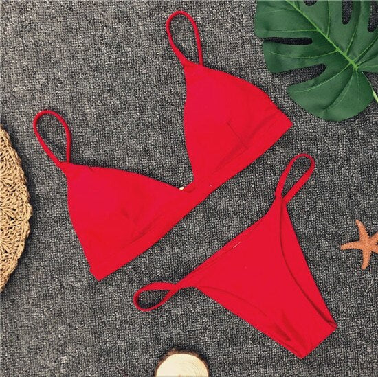 9 Colors Solid Bikini Set 2020 Sexy Push Up Swimwear Women Brazilian Swimsuit Low Waist Biquini Halter Two Pieces Bathing Suit