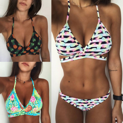 2019 New Sexy Bikini Set Women Swimwear Bandage Swimsuit Fruit Printed Women Bathing Suit Beachwear Swimming Suit