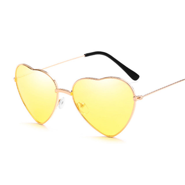 Fashion Heart Shaped Sunglasses Women Small Size Brand Designer Lady Metal Reflective Ties Red Sun Glasses Female UV400