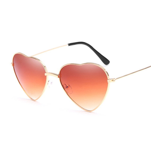 Fashion Heart Shaped Sunglasses Women Small Size Brand Designer Lady Metal Reflective Ties Red Sun Glasses Female UV400