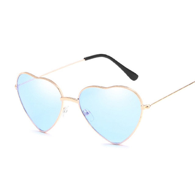 Fashion Heart Shaped Sunglasses Women Small Size Brand Designer Lady Metal Reflective Ties Red Sun Glasses Female UV400