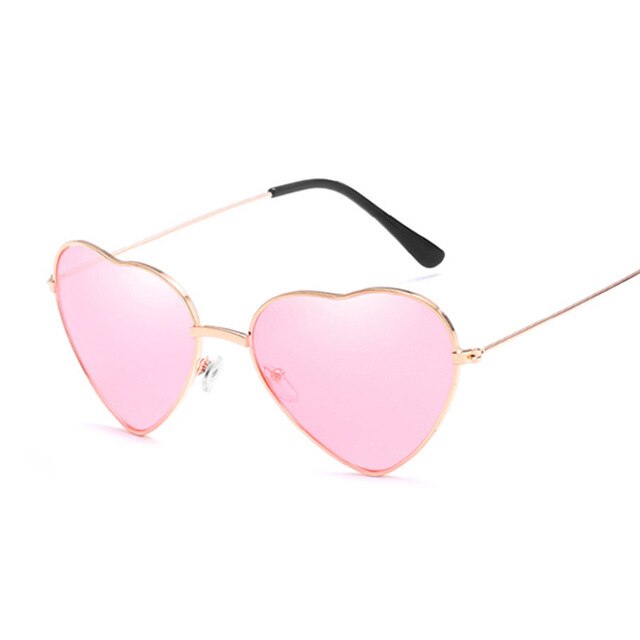 Fashion Heart Shaped Sunglasses Women Small Size Brand Designer Lady Metal Reflective Ties Red Sun Glasses Female UV400