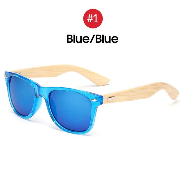 VIVIBEE Best Natural UV400 Retro Real Bamboo Transparent Men Sunglasses Woman Wood Classical Design Sun Glasses Shades