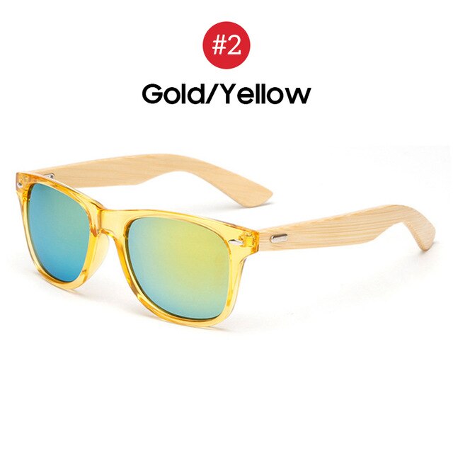 VIVIBEE Best Natural UV400 Retro Real Bamboo Transparent Men Sunglasses Woman Wood Classical Design Sun Glasses Shades