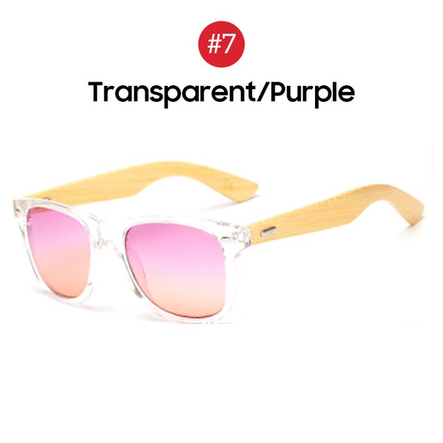 VIVIBEE Best Natural UV400 Retro Real Bamboo Transparent Men Sunglasses Woman Wood Classical Design Sun Glasses Shades